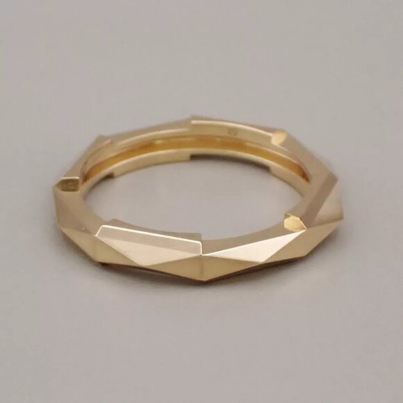 GUCCI Logo Link To Studded Ring Au750 (18K) Size 22 Yellow Gold Italy 25RK868 - Picture 10 of 13